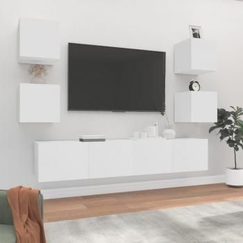 ARDEBO.de - 6-tlg. TV-Schrank-Set Weiß Holzwerkstoff
