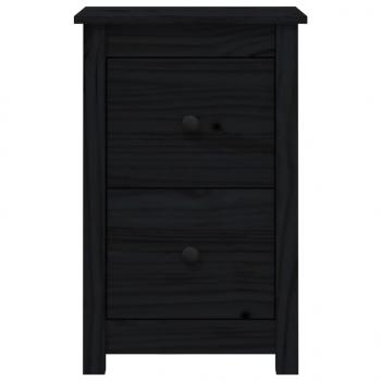 Nachttische 2 Stk. Schwarz 40x35x61,5 cm Massivholz Kiefer