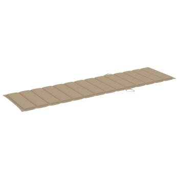 Sonnenliege mit Auflage Beige Massivholz Teak