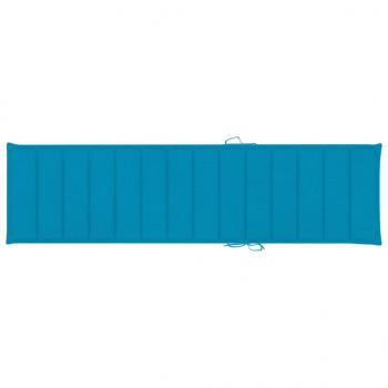 Sonnenliege mit Auflage Blau Massivholz Teak