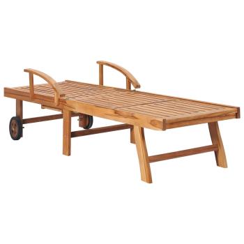 Sonnenliege mit Auflage Blau Massivholz Teak