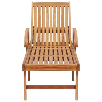 Sonnenliege mit Tisch und Auflage Massivholz Teak