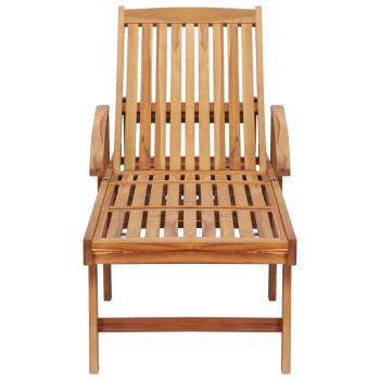 Sonnenliege mit Tisch und Auflage Massivholz Teak