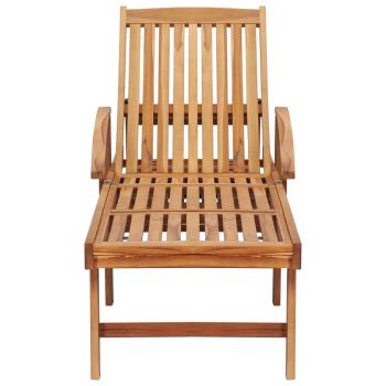 Sonnenliege mit Tisch und Auflage Massivholz Teak