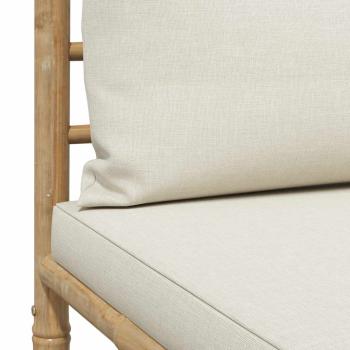 2-tlg. Garten-Lounge-Set mit Kissen Cremeweiß Bambus