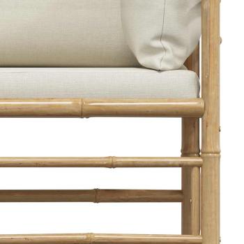 Garten-Ecksofa mit Kissen Cremeweiß Bambus