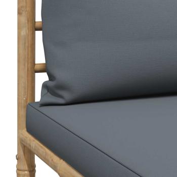 2-tlg. Garten-Lounge-Set mit Kissen Dunkelgrau Bambus
