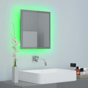 LED-Badspiegel Hochglanz-Grau 40x8,5x37 cm Acryl