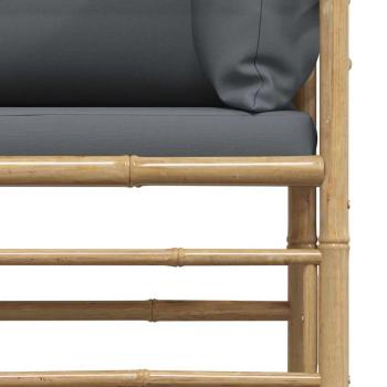 Garten-Ecksofa mit Dunkelgrauen Kissen Bambus 