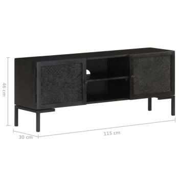 ARDEBO.de - TV-Schrank Schwarz 115x30x46 cm Massivholz Mango
