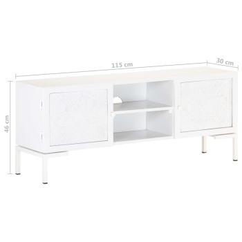 TV-Schrank Weiß 115x30x46 cm Massivholz Mango