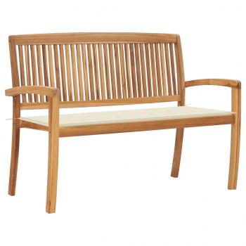 ARDEBO.de - Stapelbare Gartenbank mit Auflage 128,5 cm Massivholz Teak