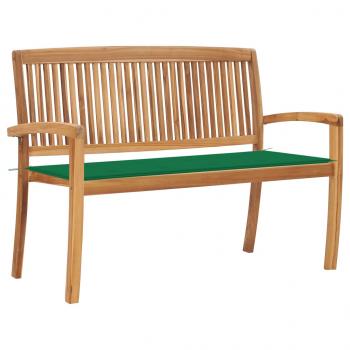 ARDEBO.de - Stapelbare Gartenbank mit Auflage 128,5 cm Massivholz Teak