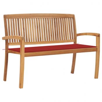 ARDEBO.de - Stapelbare Gartenbank mit Auflage 128,5 cm Massivholz Teak