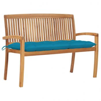 ARDEBO.de - Stapelbare Gartenbank mit Auflage 128,5 cm Massivholz Teak