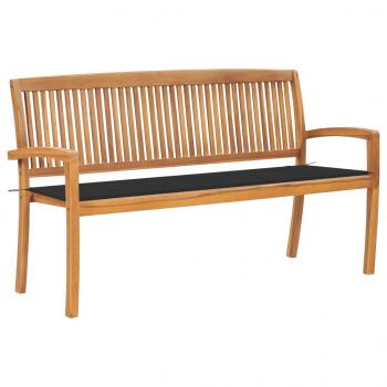 ARDEBO.de - Stapelbare Gartenbank mit Auflage 159 cm Massivholz Teak