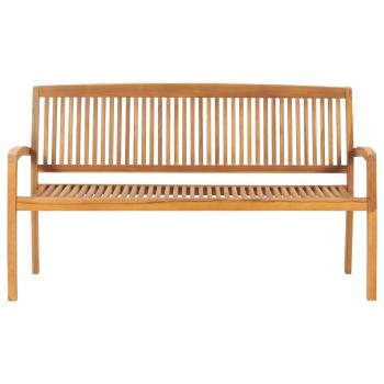 Stapelbare Gartenbank mit Auflage 159 cm Massivholz Teak