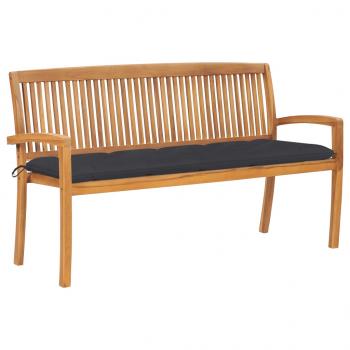 ARDEBO.de - Stapelbare Gartenbank mit Auflage 159 cm Massivholz Teak