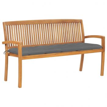 ARDEBO.de - Stapelbare Gartenbank mit Auflage 159 cm Massivholz Teak