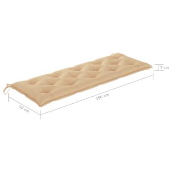 Stapelbare Gartenbank mit Auflage 159 cm Massivholz Teak