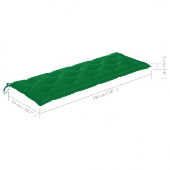 Stapelbare Gartenbank mit Auflage 159 cm Massivholz Teak