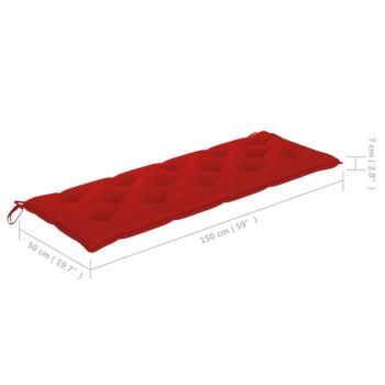 Stapelbare Gartenbank mit Auflage 159 cm Massivholz Teak