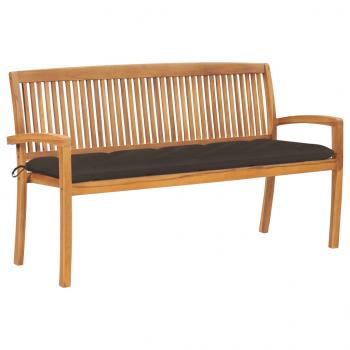 ARDEBO.de - Stapelbare Gartenbank mit Auflage 159 cm Massivholz Teak