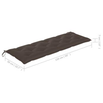 Stapelbare Gartenbank mit Auflage 159 cm Massivholz Teak