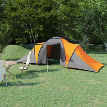 ARDEBO.de - Campingzelt 6 Personen Grau und Orange