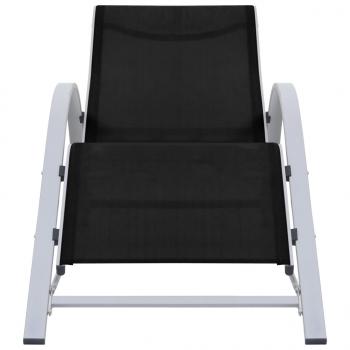 Sonnenliegen 2 Stk. mit Tisch Aluminium Schwarz