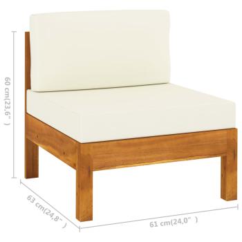 3-Sitzer-Gartensofa mit Cremeweißen Auflagen Massivholz Akazie