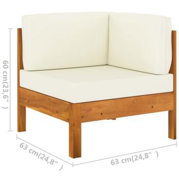 5-tlg. Garten-Lounge-Set mit Creme Auflagen Massivholz Akazie
