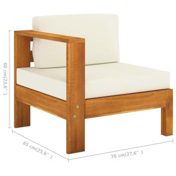 5-tlg. Garten-Lounge-Set mit Creme Auflagen Massivholz Akazie