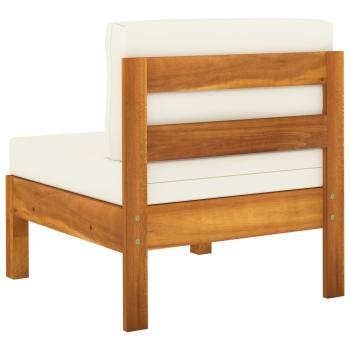 7-tlg. Garten-Lounge-Set mit Creme Auflagen Massivholz Akazie