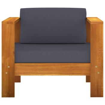 7-tlg. Garten-Lounge-Set mit Dunkelgrauen Auflagen Akazienholz