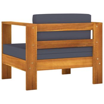 10-tlg. Garten-Lounge-Set mit Dunkelgrauen Auflagen Akazienholz