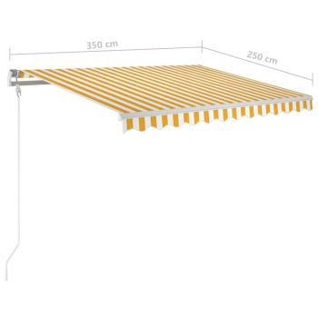 Markise Manuell Einziehbar 350x250 cm Gelb und Weiß