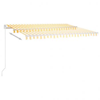 Markise Manuell Einziehbar mit LED 400x350 cm Gelb & Weiß