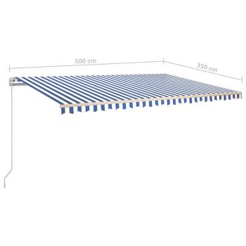Markise Manuell Einziehbar 500x350 cm Blau und Weiß
