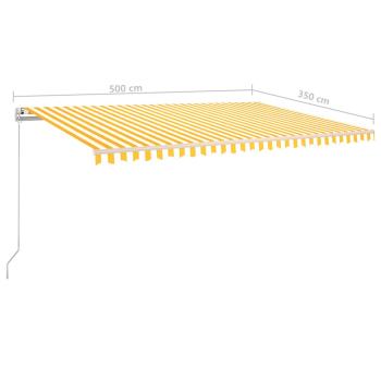 Markise Manuell Einziehbar 500x350 cm Gelb und Weiß