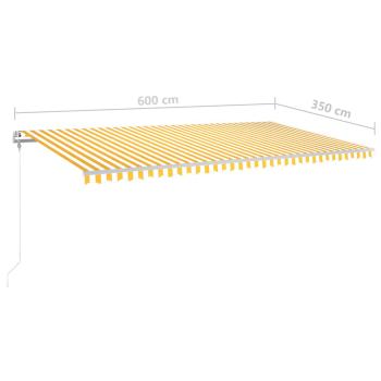 Automatische Markise mit LED & Windsensor 600x350 cm Gelb/Weiß