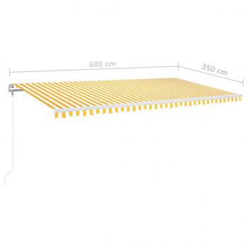 Automatische Markise mit LED & Windsensor 600x350 cm Gelb/Weiß
