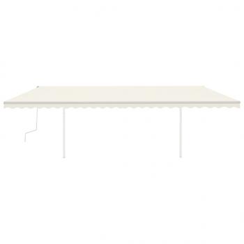 Markise Manuell Einziehbar mit Pfosten 6x3 m Creme