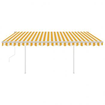 Automatische Markise mit LED & Windsensor 4,5x3,5 m Gelb Weiß