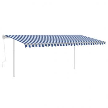 Automatische Markise mit LED & Windsensor 5x3,5 m Blau und Weiß