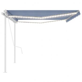 Automatische Markise mit LED & Windsensor 5x3,5 m Blau und Weiß