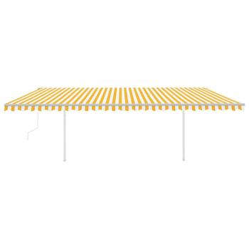 Automatische Markise mit LED & Windsensor 6x3,5 m Gelb Weiß