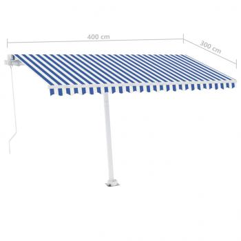 Standmarkise Manuell Einziehbar 400x300 cm Blau/Weiß