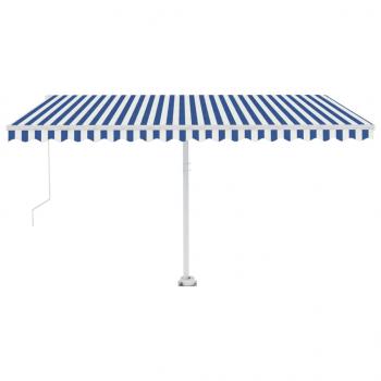 Standmarkise Manuell Einziehbar 450x300 cm Blau/Weiß
