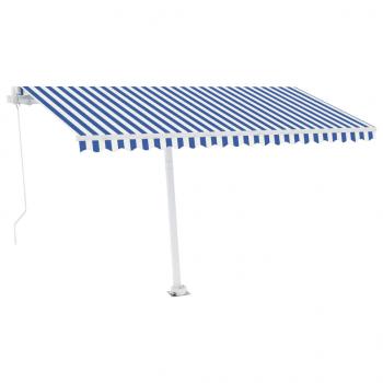 Standmarkise Manuell Einziehbar 450x300 cm Blau/Weiß